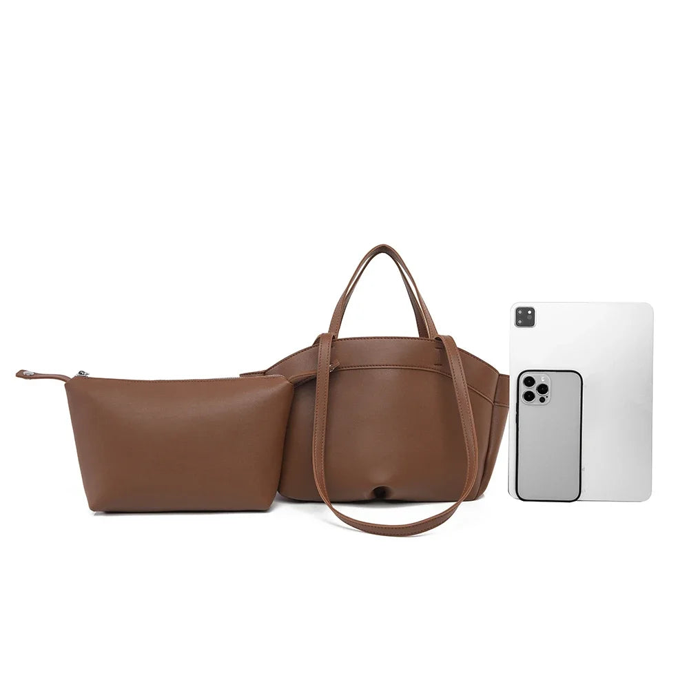 Structured Boat-Shaped Tote Bag — Elegant Handbag with Dual Carry Styles
