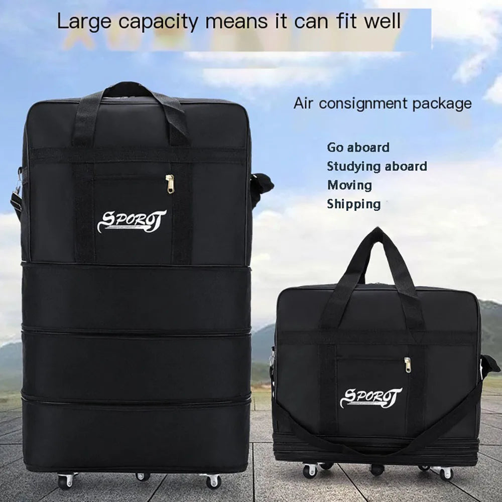 Expandable Rolling Luggage — Foldable Trolley Suitcase for Travel