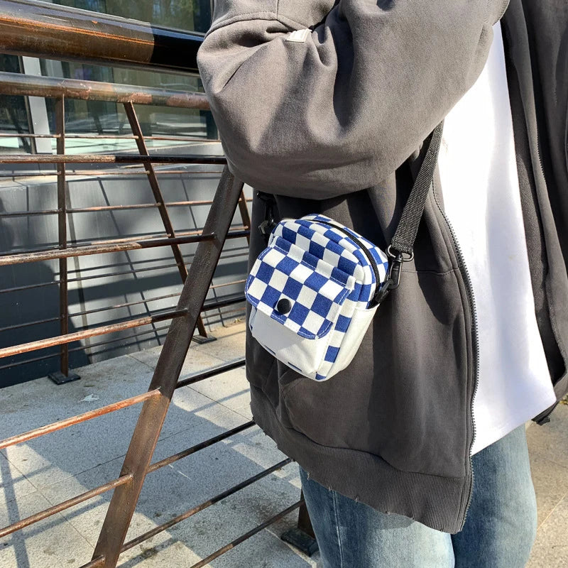 JETTING Men's Sports Messenger Bag — Compact Checkered Travel Shoulder Bag
