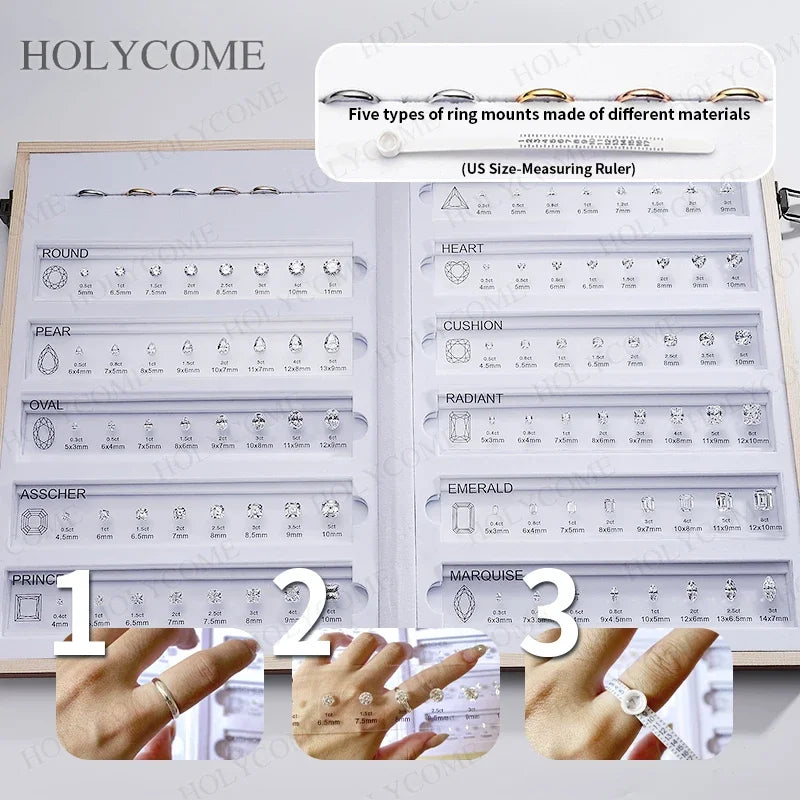 PTX Cubic Zirconia Comparison Chart — Jewelry Size & Shape Reference Kit