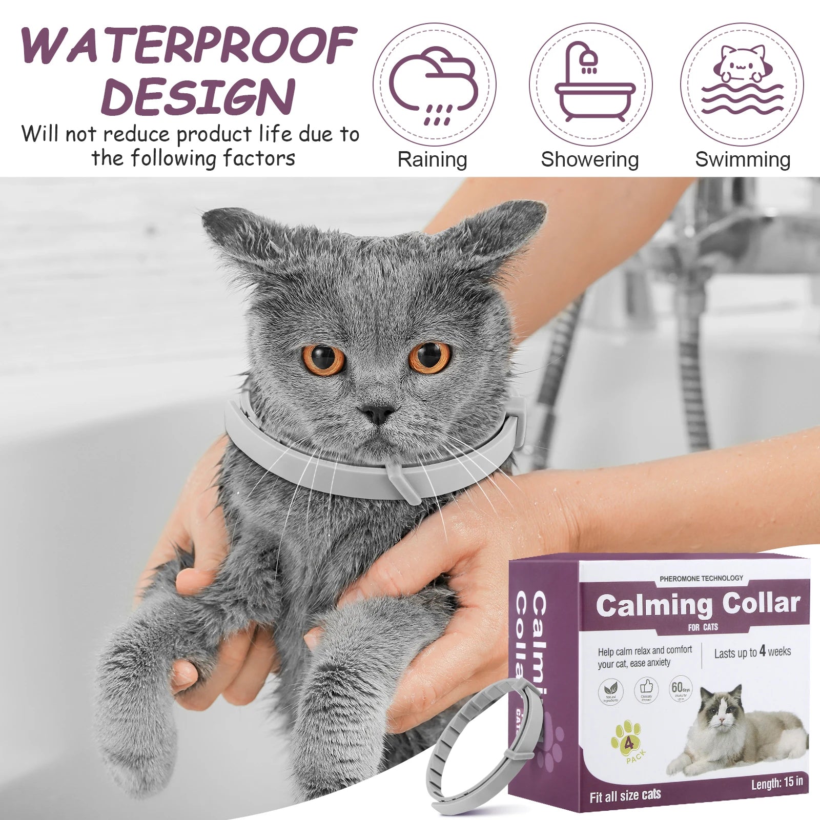 APWIKOGER Pet Calming Collar — Adjustable Anxiety Relief for Cats and Dogs