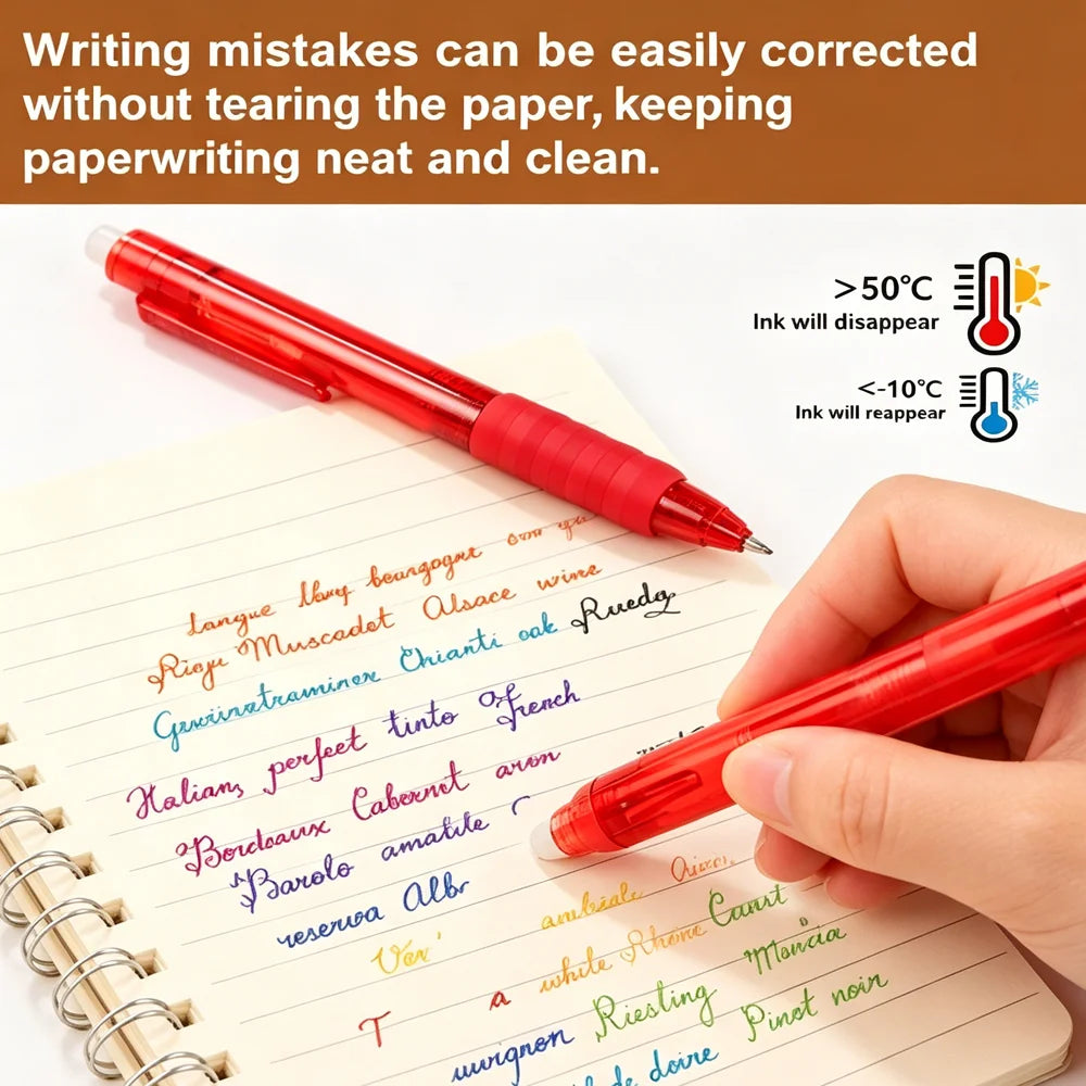 MROOFUL Erasable Gel Pen Set — Smooth Writing with 50 Ink Refills