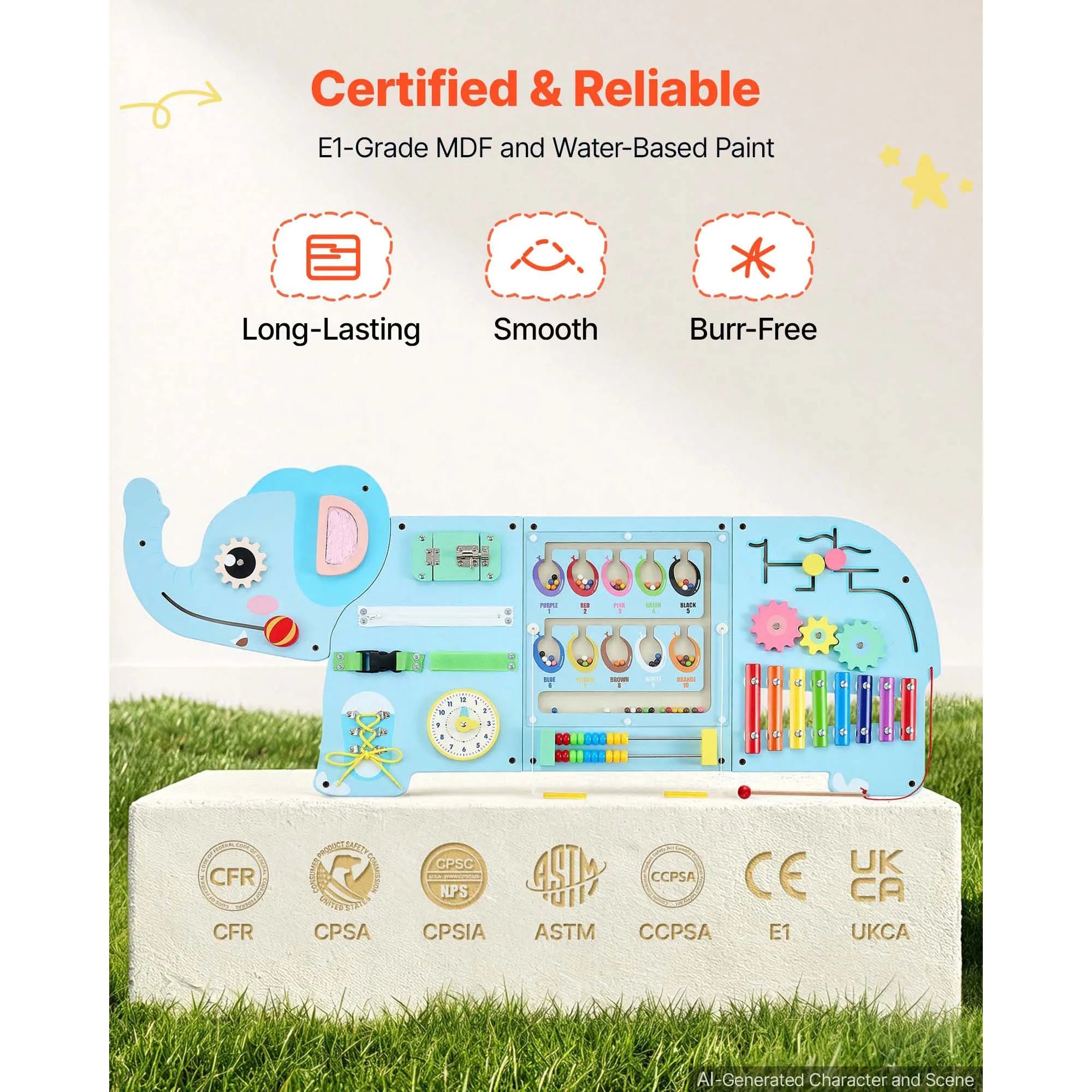 SucceBuy Kids Activity Wall Busy Board — Montessori Sensory Learning Panels