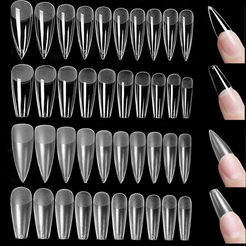 Full Cover Sculpted Clear Nail Tips — DIY Coffin Extension System