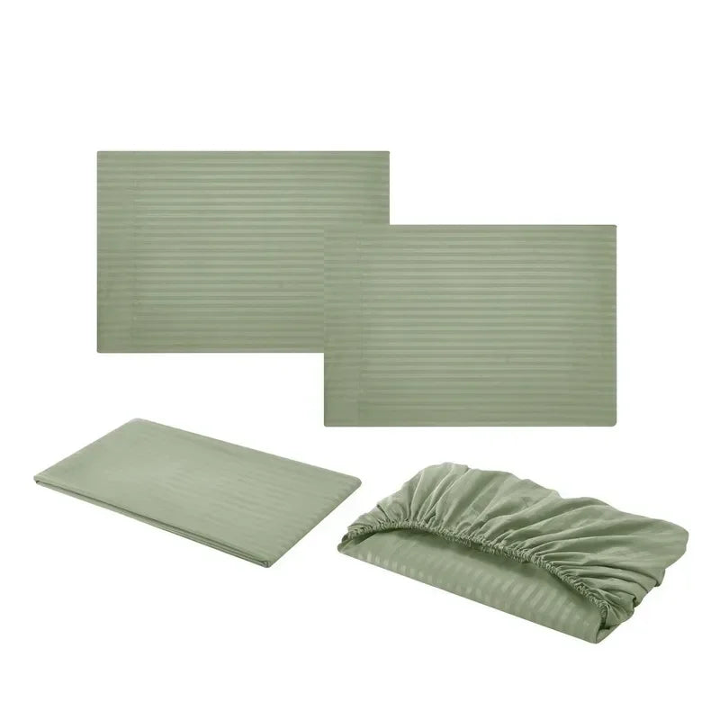 mystybloom Embossed Brushed Stripe Bedding Set — Soft Textured Sheet Collection
