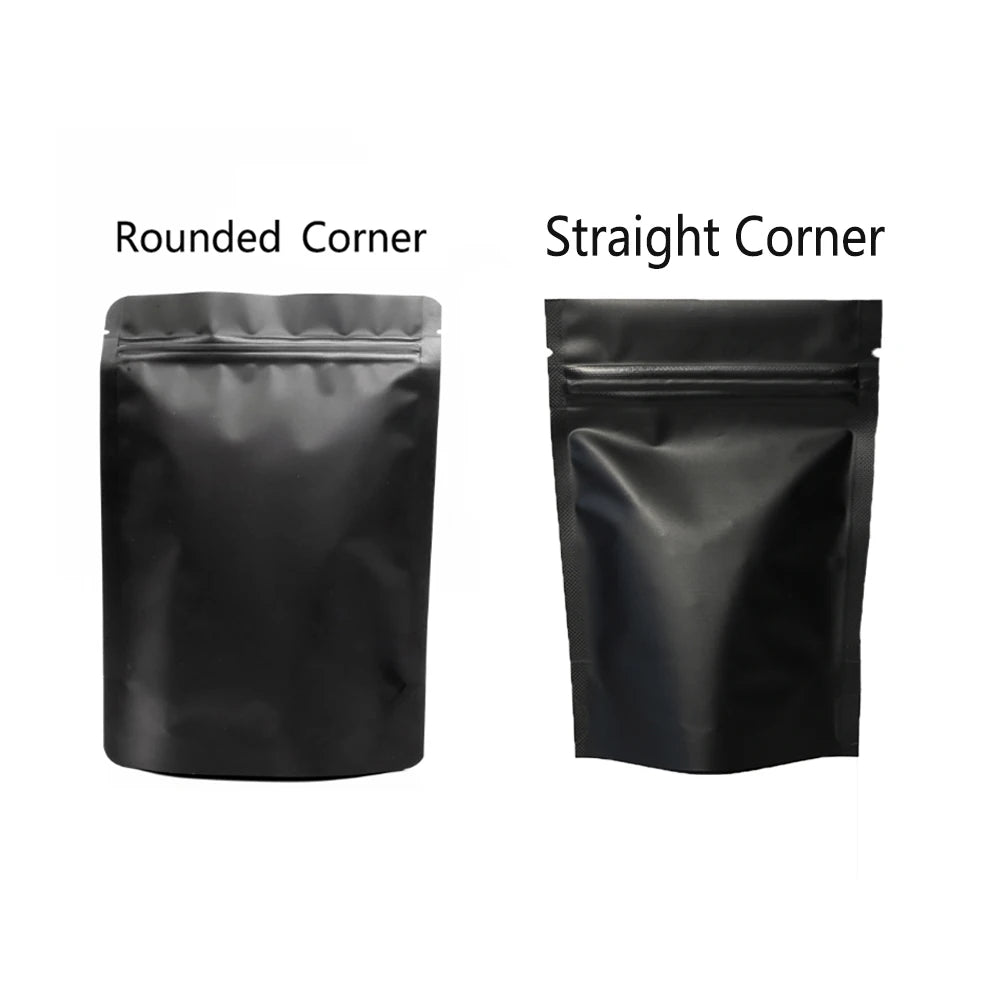 VoluPack Matte Black Mylar Bags — Smell Proof Stand Up Food Storage