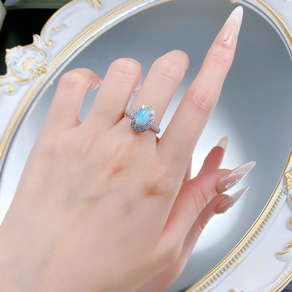 Wong Rain Larimar Gemstone Ring — Vintage 925 Sterling Silver Jewelry
