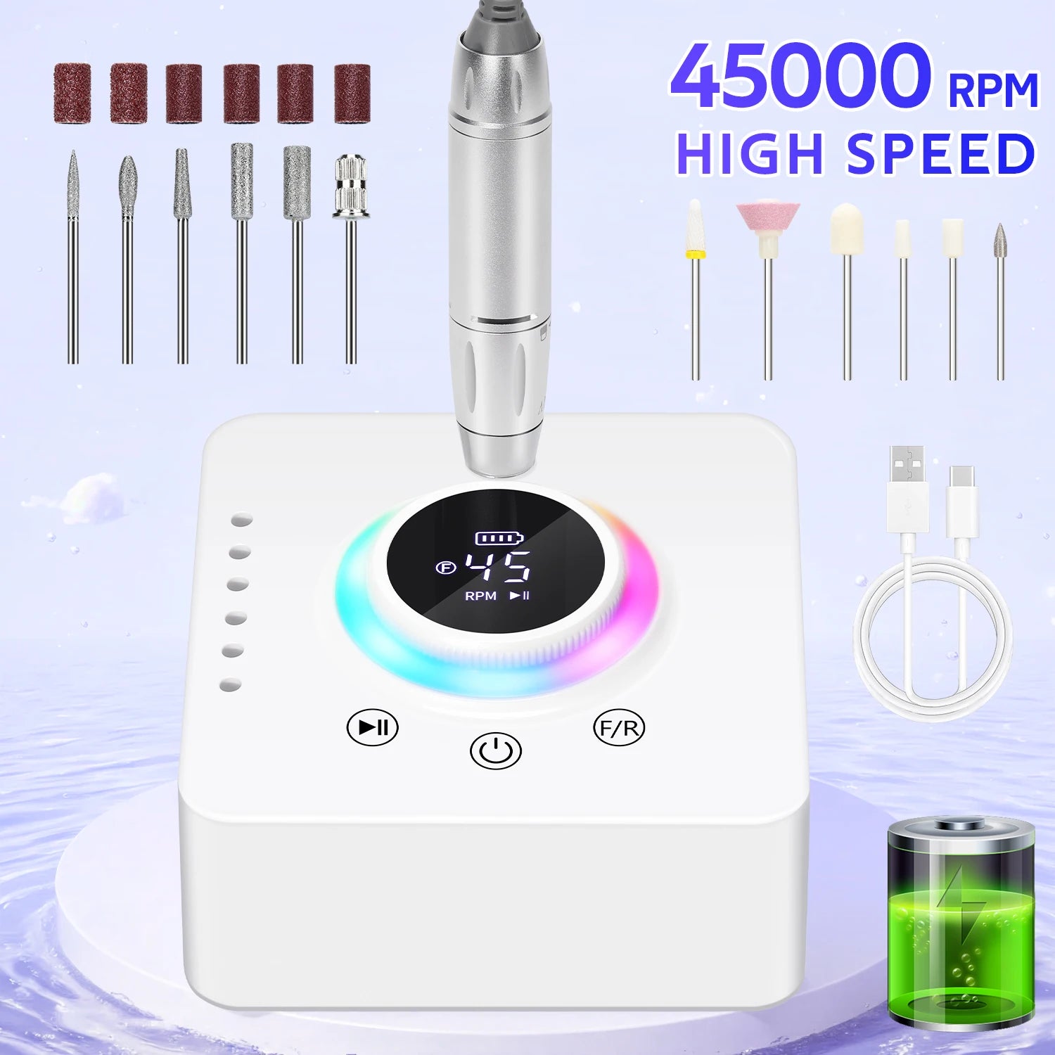 Professional Electric Nail Drill Machine — High Speed 45000RPM Manicure Tool