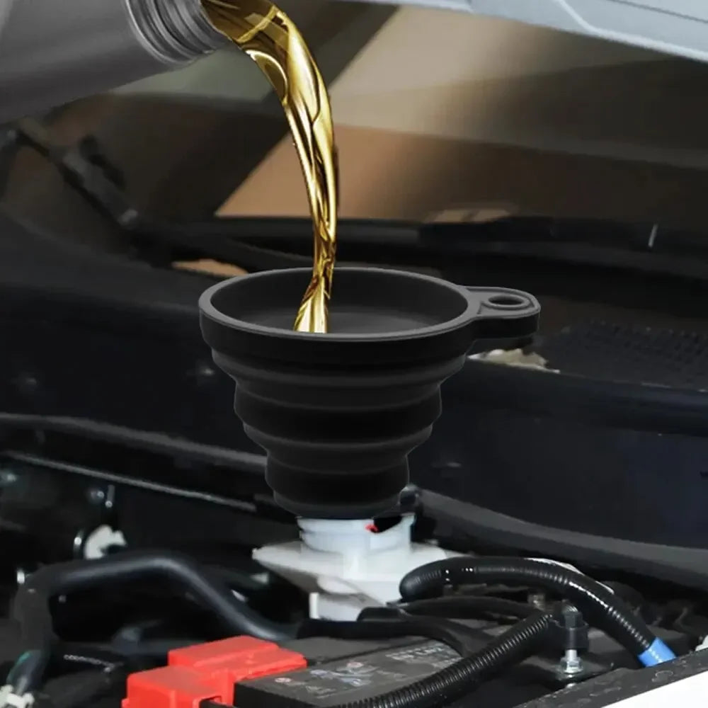 Collapsible Silicone Engine Funnel — Portable Liquid Pouring Tool for Cars
