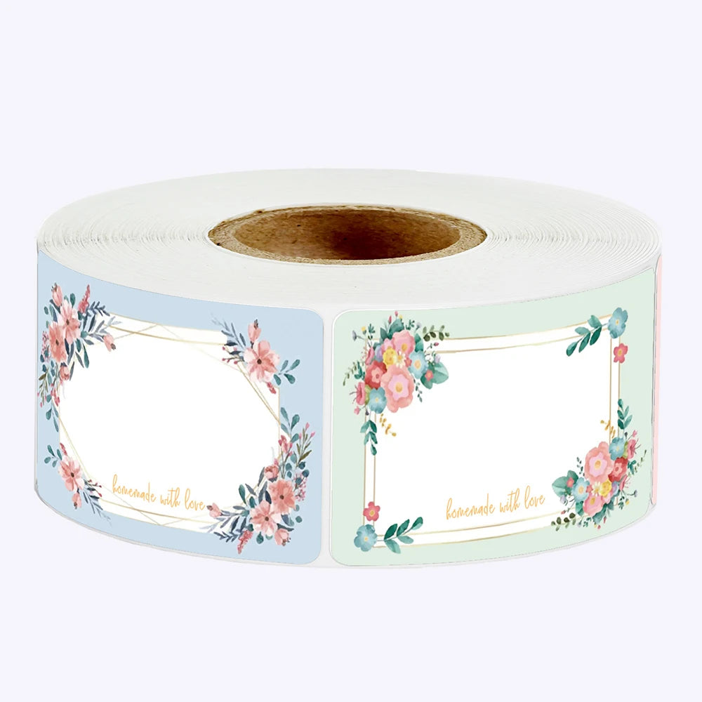 Floral Name Labels — Blank Handwritten Stickers for Kitchen & Crafts