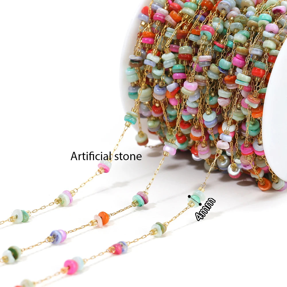 Semitree Enamel Twisted Bead Chain — 1 Meter Stainless Steel Jewelry Wire