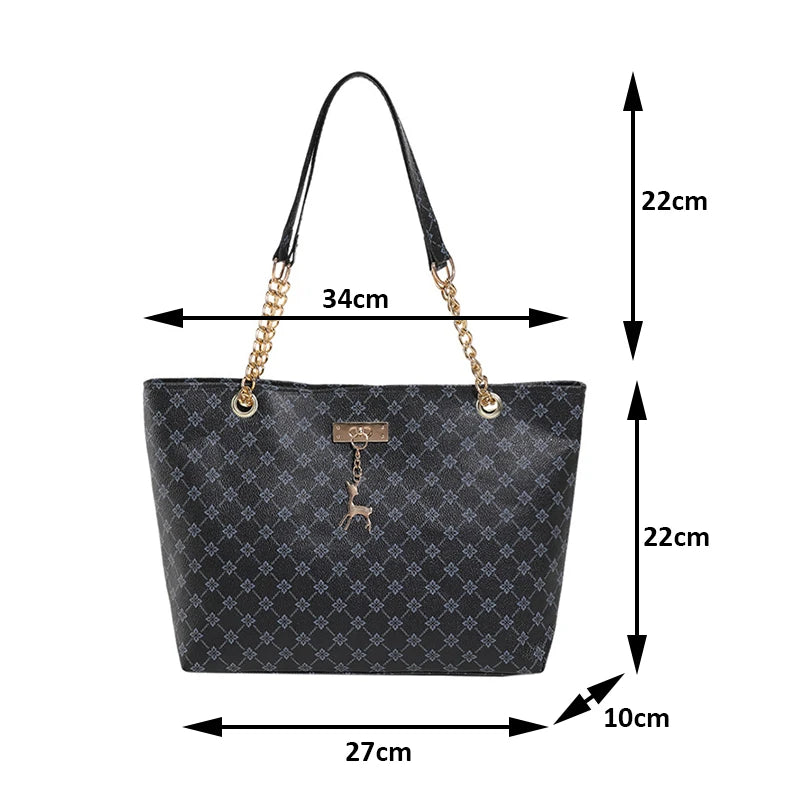 Yogodlns Soft Leather Tote Bag — Large Capacity Shoulder Bag with Tassel