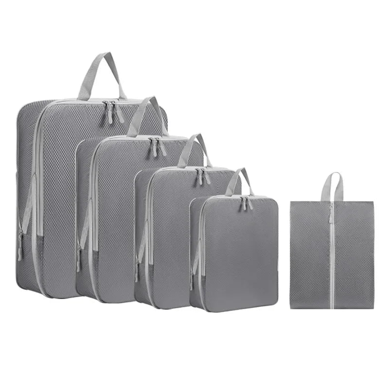 Luggage Organizer Set — Compressible Travel Packing Cubes with Handbag