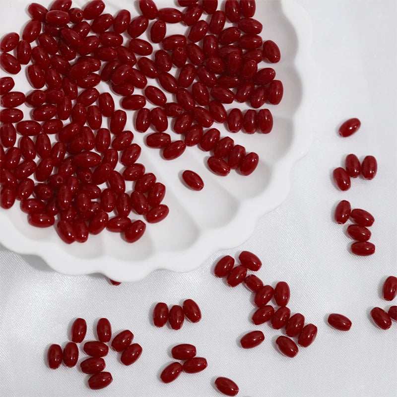 Oval Glass Rice Spacer Beads — Solid Color Jewelry Making Supplies