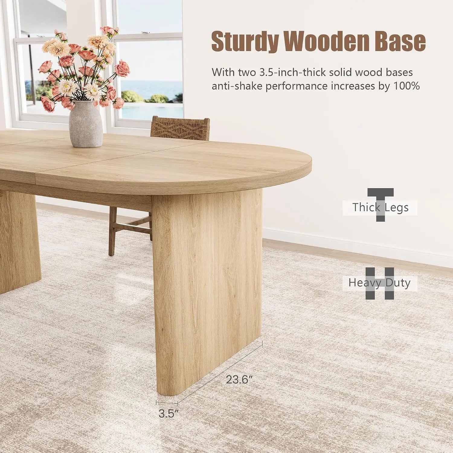 TWISTER.CK Farmhouse Oval Dining Table — Large Wooden Table for 4–8 People