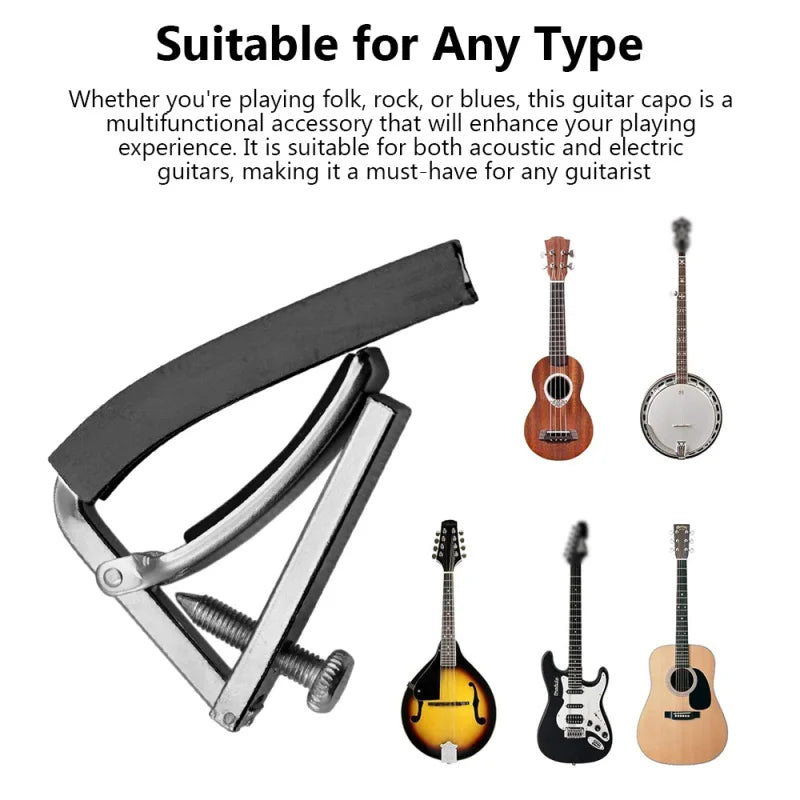 Professional Metal Guitar Capo — Stable Bottom Support with Rubber Padding