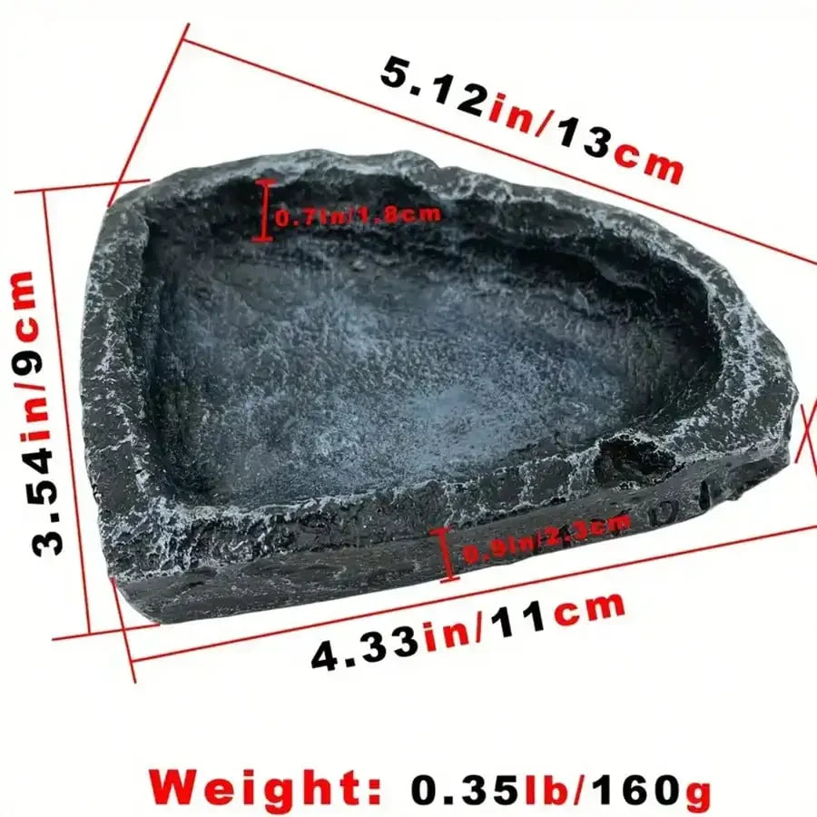 Realistic Stone Reptile Feeding Bowl — Natural Look Water & Food Dish