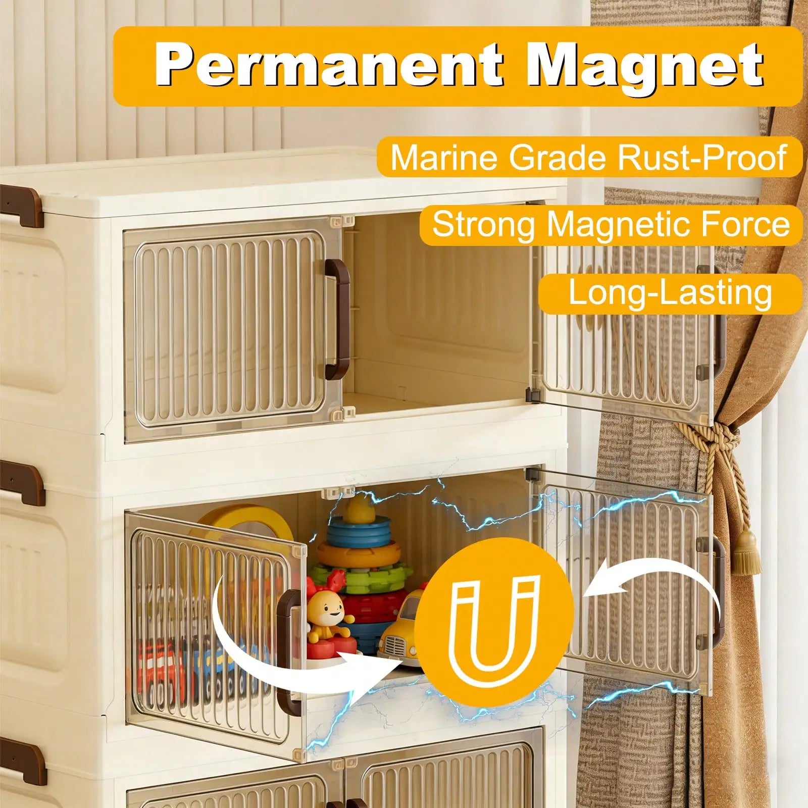Foldable Stackable Storage Cabinet — Space Saving Organizer with Wheels