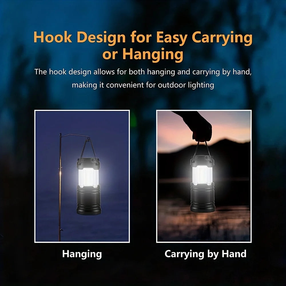 Portable LED Camping Lantern — Compact Collapsible Tent Light for Outdoor Use