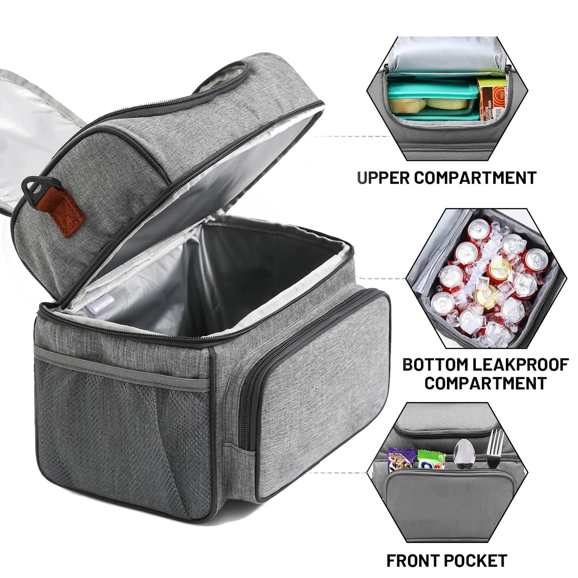 Double-Layer Insulated Lunch Bag — Large Leakproof Cooler with Shoulder Strap