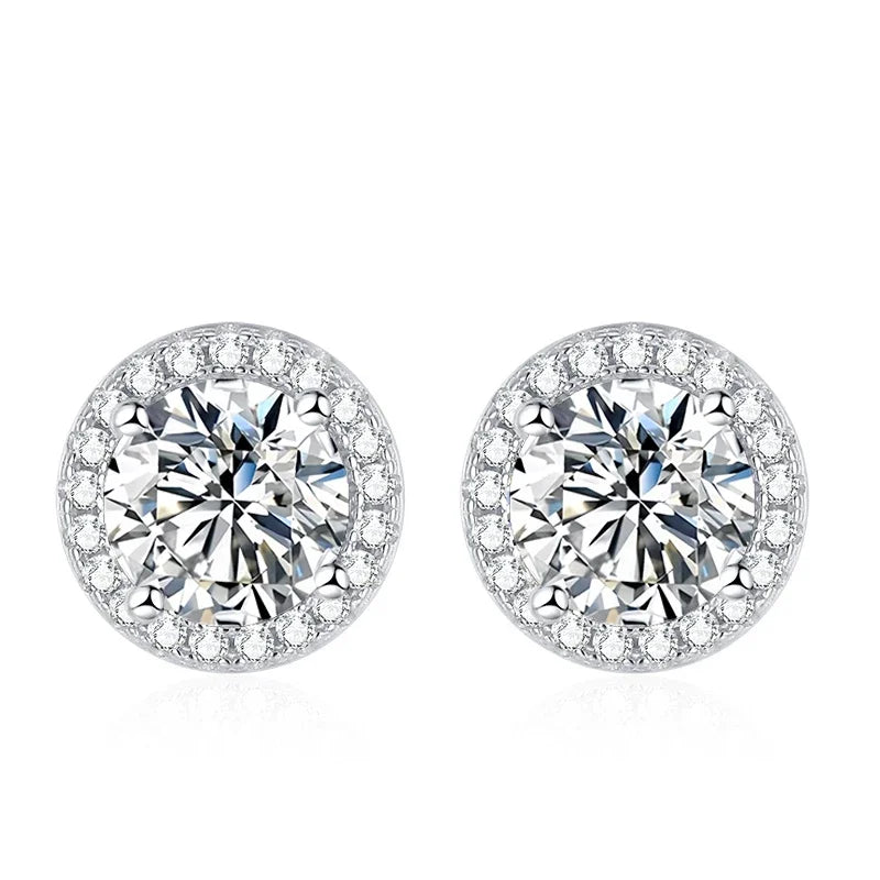 tezzc Moissanite Stud Earrings — Sparkling 925 Sterling Silver Jewelry