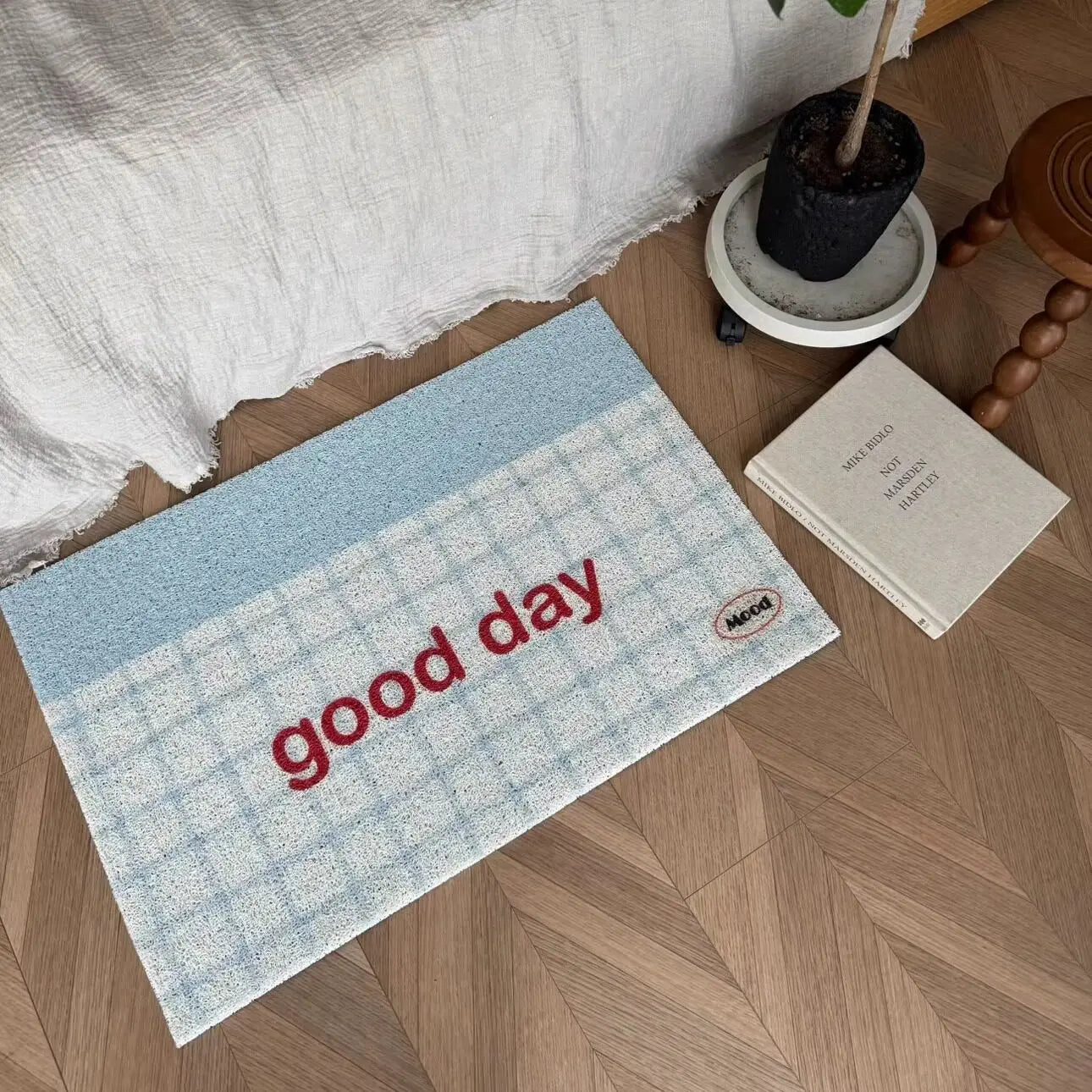 Plaid Pattern Welcome Mat — Anti-Slip PVC Coil Doormat for Indoor & Outdoor Use