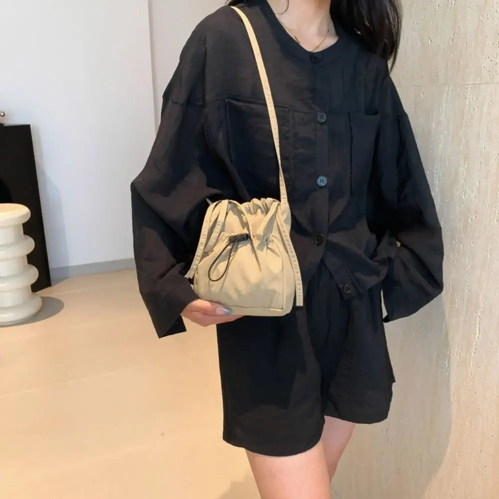 Drawstring Crossbody Bag — Lightweight Casual Shoulder Purse