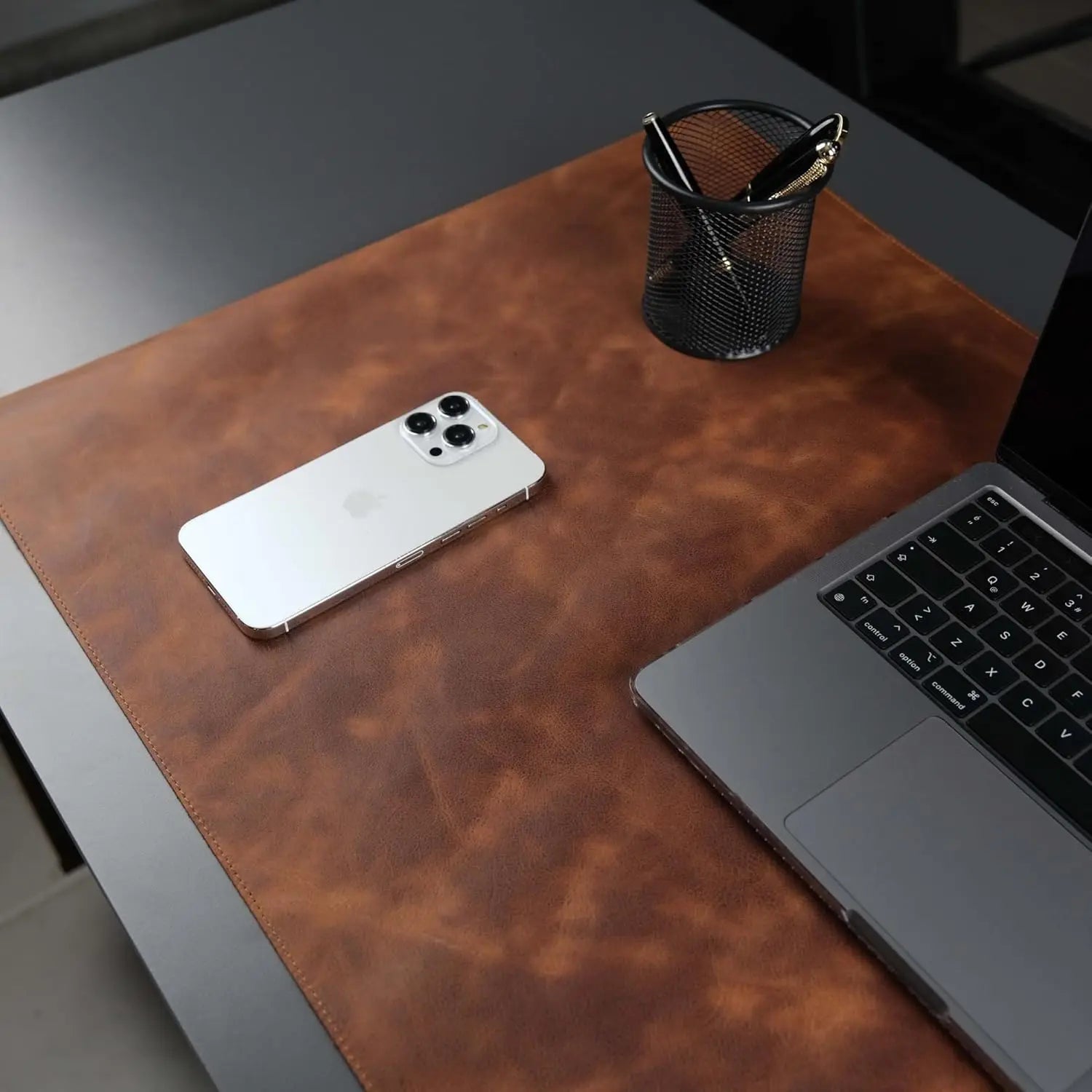 Genuine Leather Desk Pad — Professional Office Mat with Non-Slip Bottom