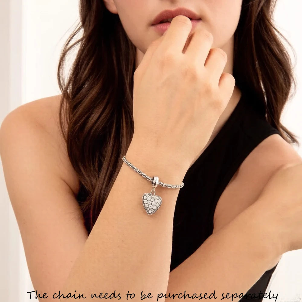 Thaddaeus Vintage Heart Pendant — 925 Sterling Silver Zircon Charm