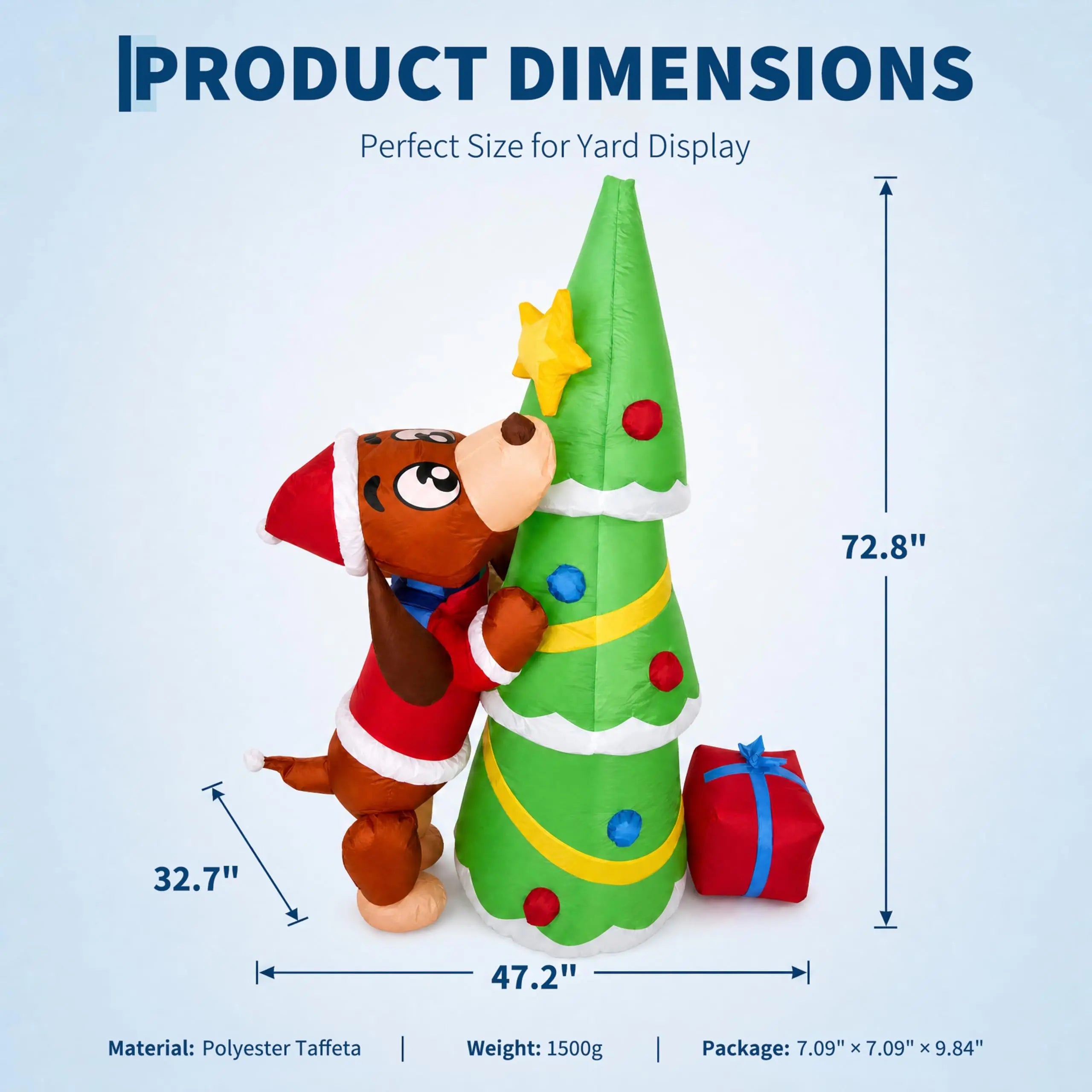 Giant Inflatable Christmas Dog with Tree — LED Light Outdoor Yard Decoration