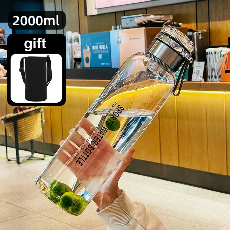 Large Capacity Glass Water Bottle — Heat-Resistant Tea Brewing Cup with Lid