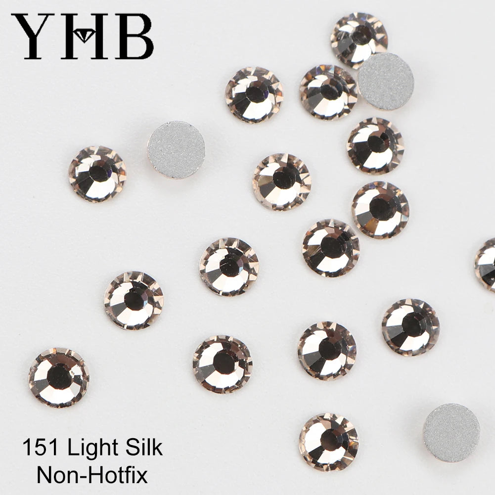 YHB Crystal Flat Back Rhinestones — Glitter Gemstones for Nails and Fabric