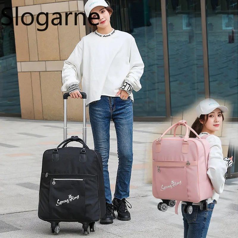 Rolling Travel Luggage Bag — Waterproof Oxford Cloth Suitcase with Wheels