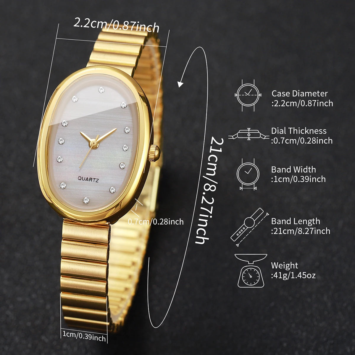 Elegant Oval Dial Women's Quartz Watch — Ultra-Thin Fashion Wristwatch