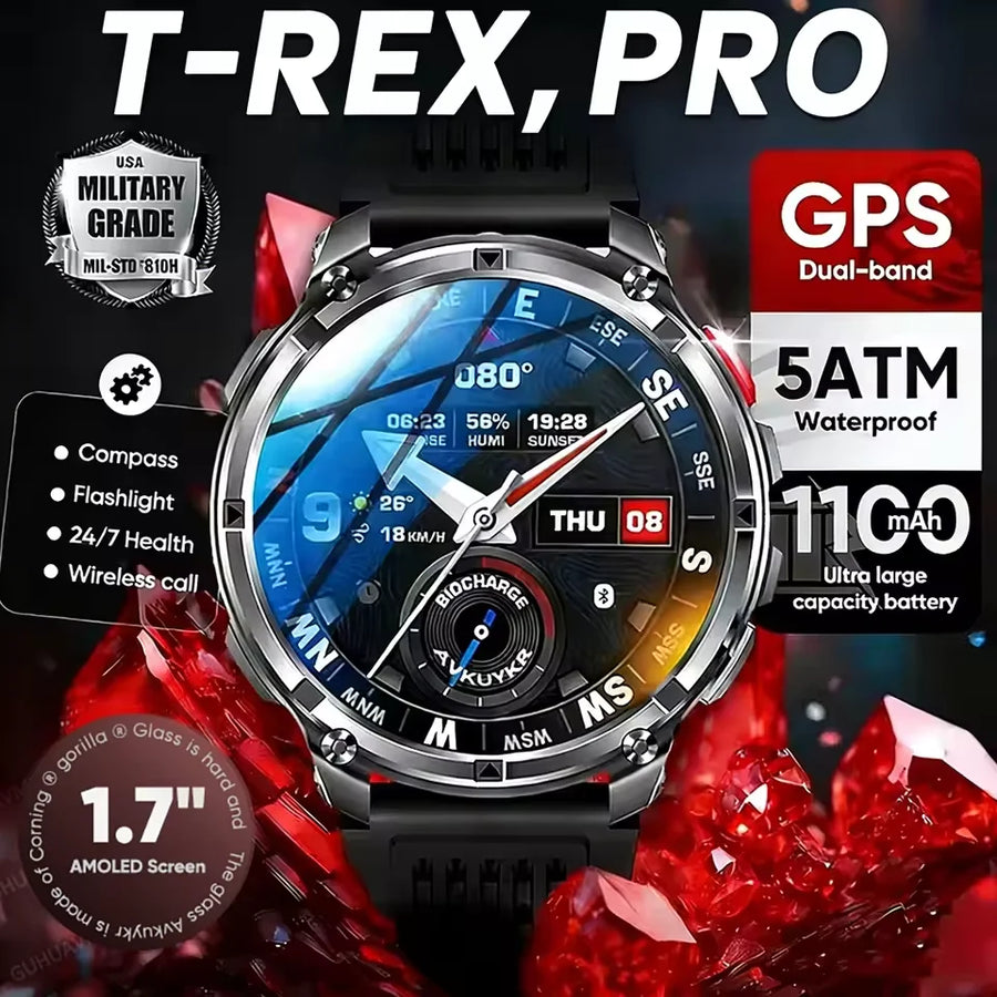 TAVYU T-Rex3 Pro Smartwatch — Rugged Military GPS Outdoor Watch
