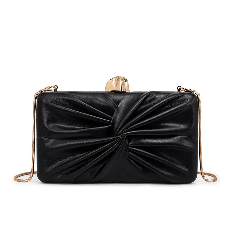 LUNHA Women's Evening Clutch Bag — Elegant Knot Design with Chain Strap