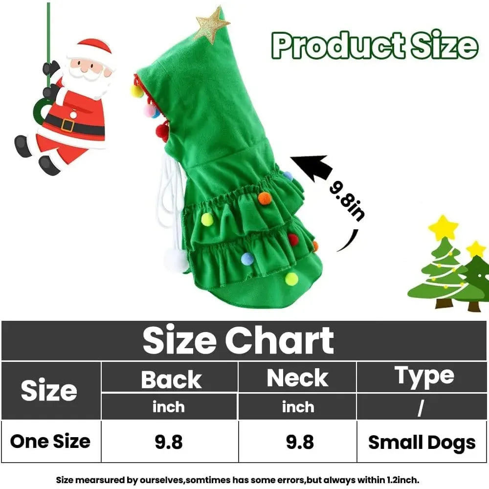Christmas Tree Pet Cloak and Hat Set — Festive Green Holiday Costume