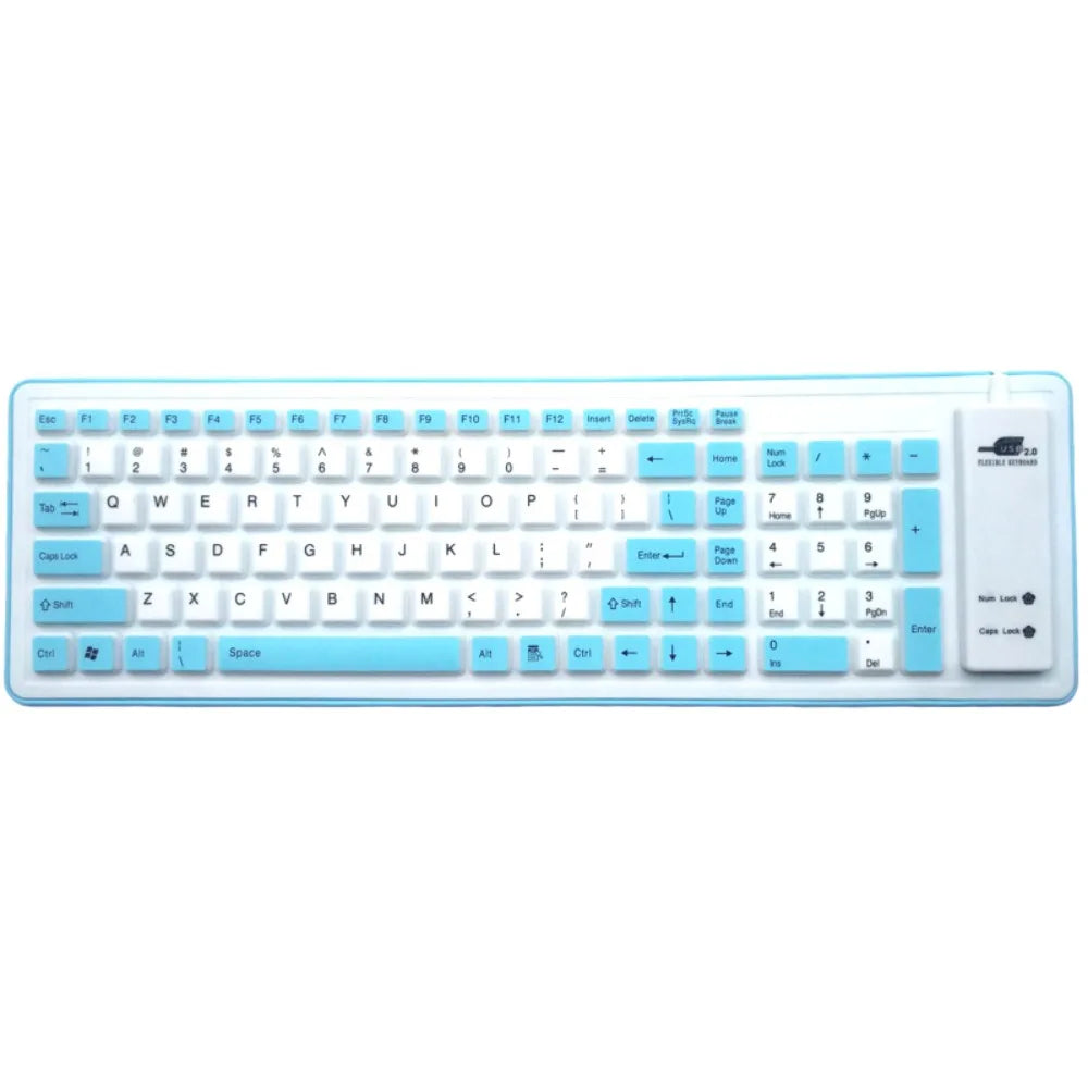 Flexible Silicone Wired Keyboard — Waterproof and Foldable Design