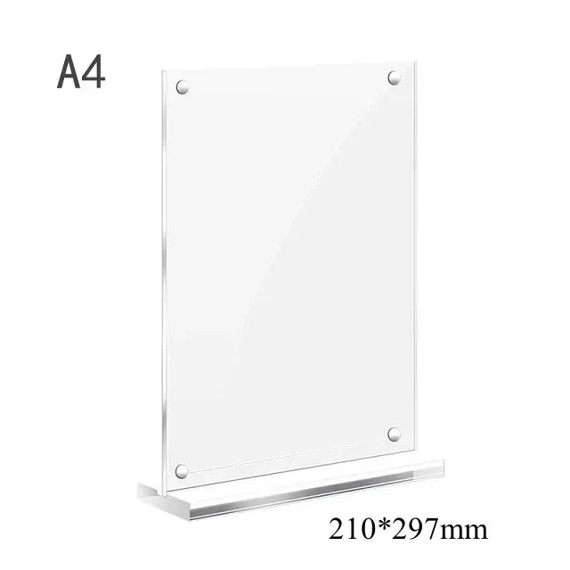 Acrylic Sign Holder — Double-Sided Desktop Display Stand for Posters