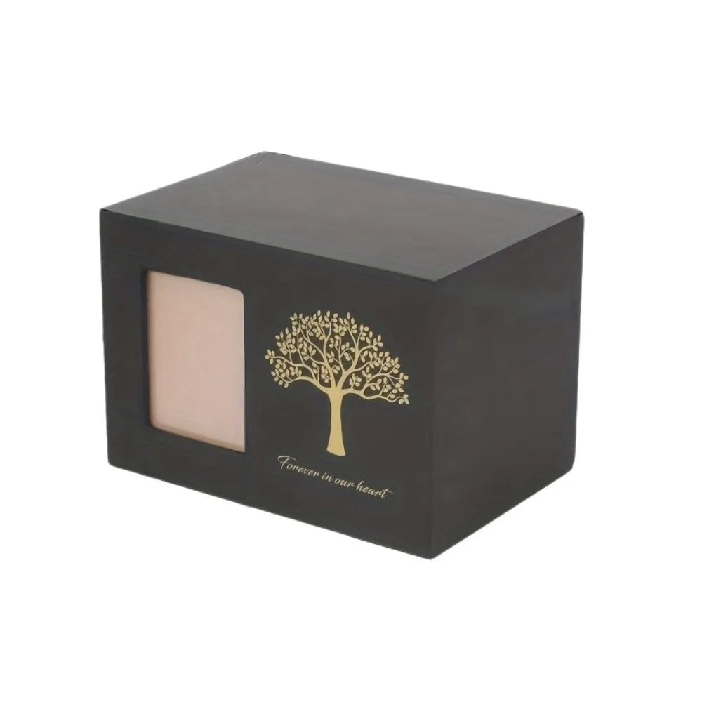 Tree of Life Pet Memorial Urn — Wooden Cremation Box with Photo Frame
