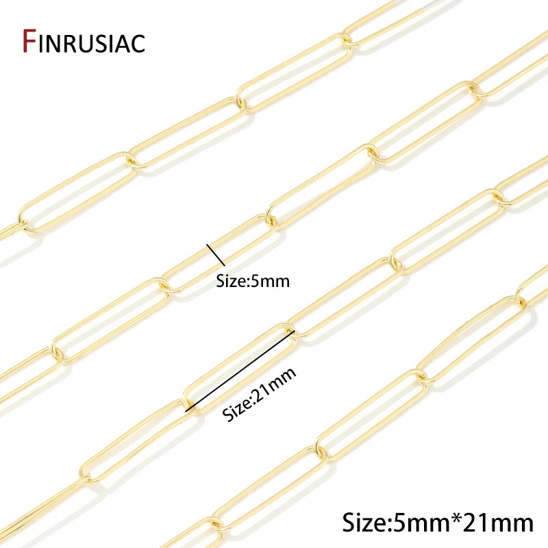 FINRUSIAC 14K Gold Plated Brass Cable Chain — DIY Jewelry Making Supplies