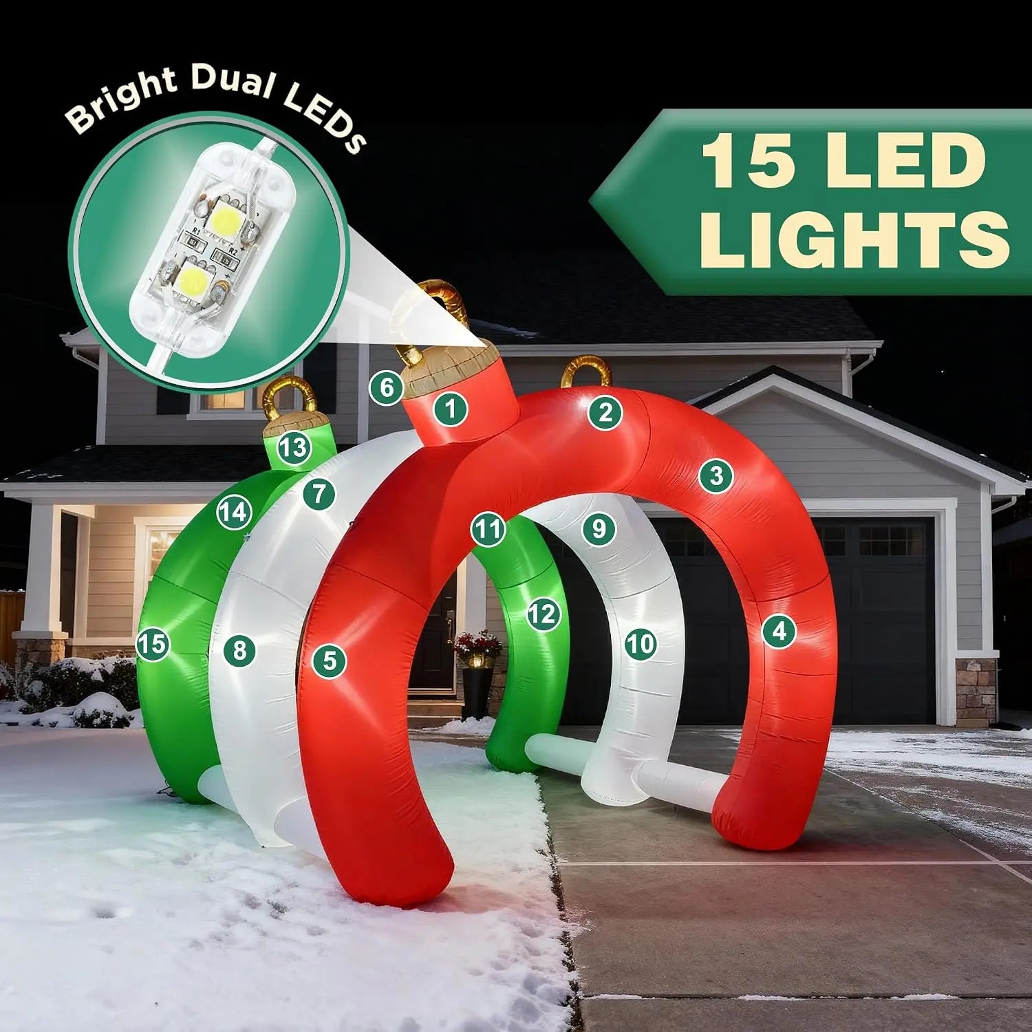 10.5 FT Christmas Inflatable Ornament Tunnel — Walk-Through Holiday Archway