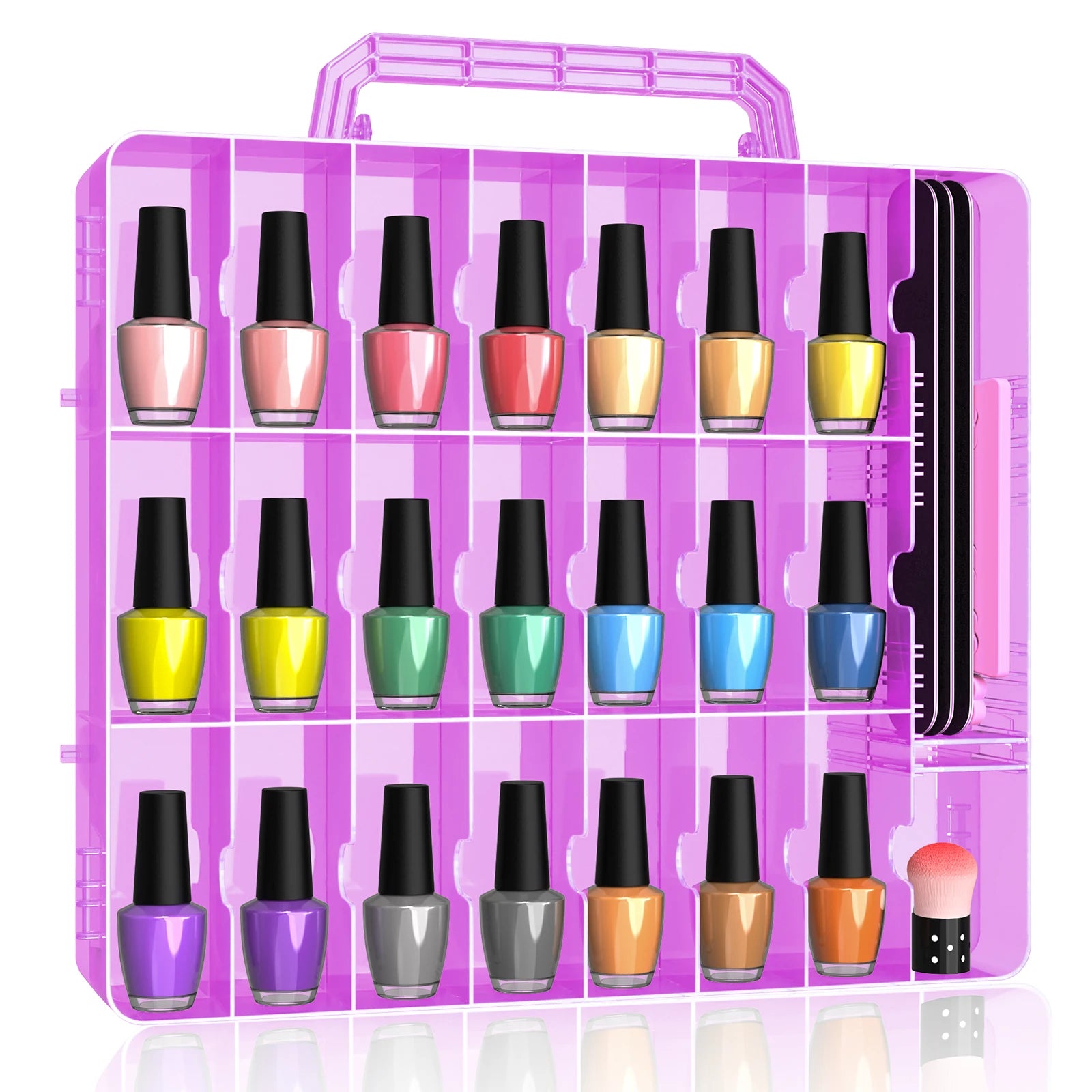 Portable Nail Polish Organizer — Double-Sided Clear Storage Case