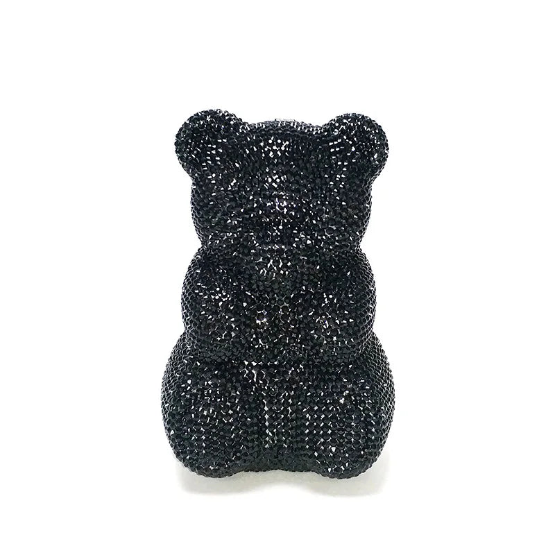 Crystal Teddy Bear Evening Clutch — Elegant Bridal Party Purse