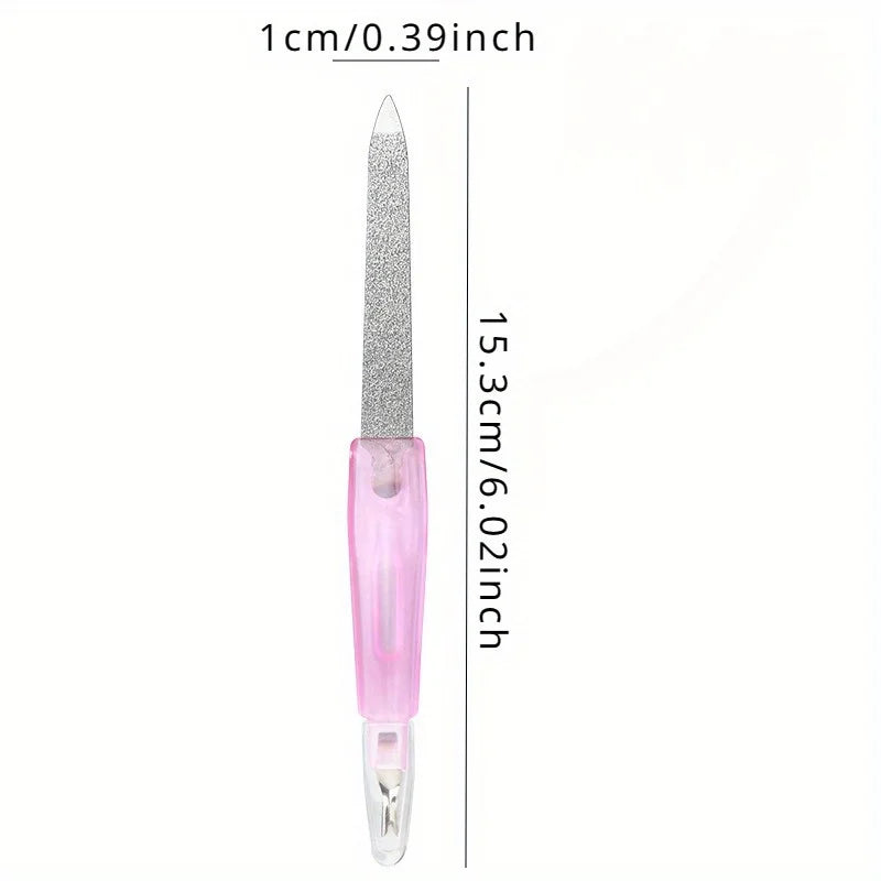 Stainless Steel 2-in-1 Nail File Buffer — Professional Manicure Tool