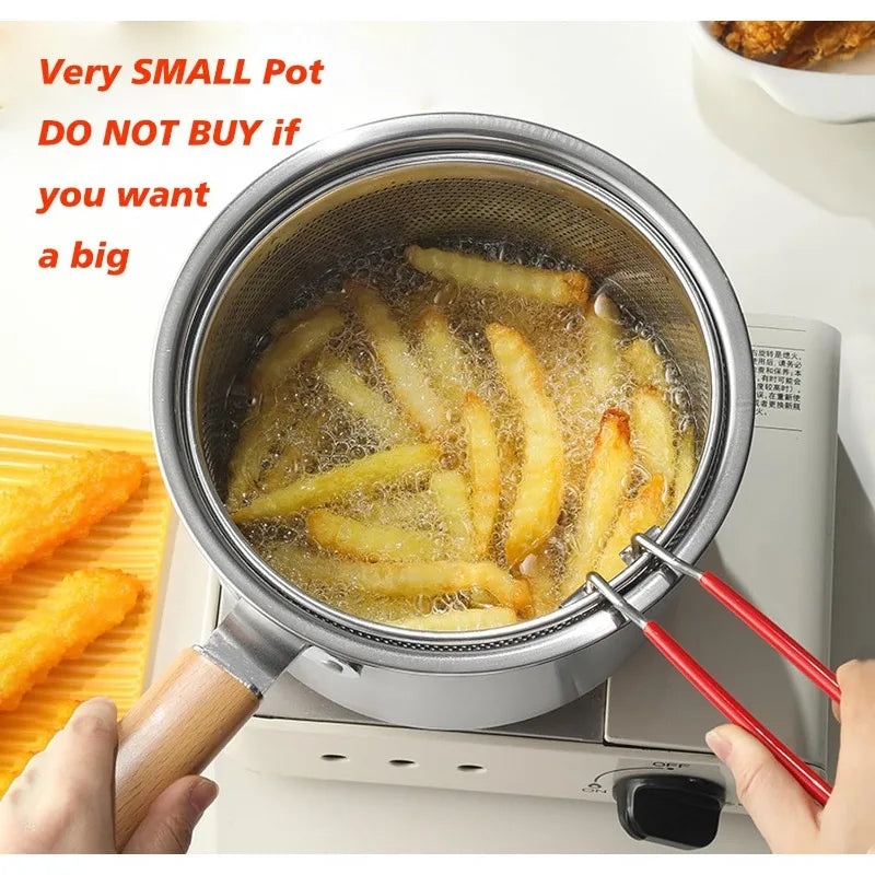 Stainless Steel Deep Fryer Pot — Compact Stove Top Frying Set with Lid