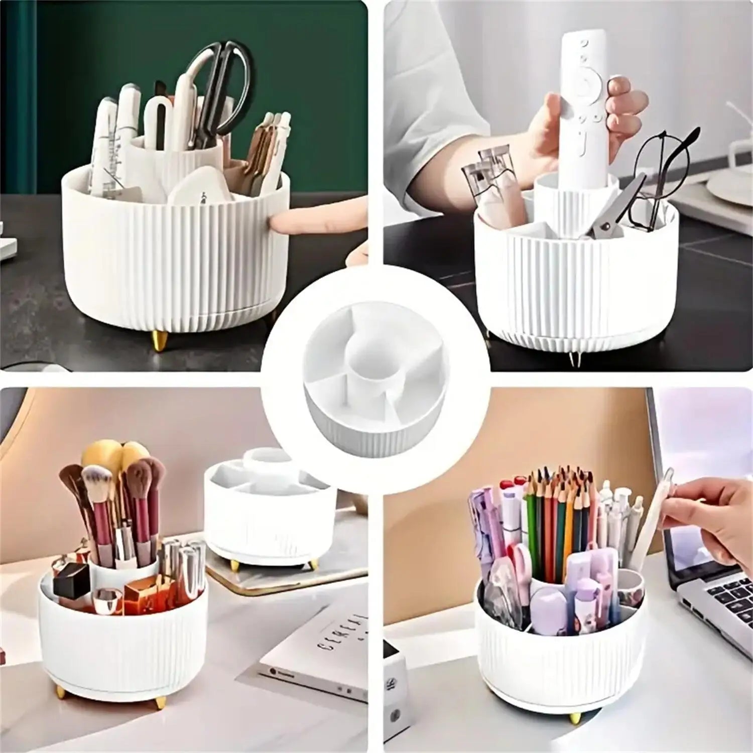 360° Rotating Makeup Organizer — Multi-Functional Cosmetic Storage Holder