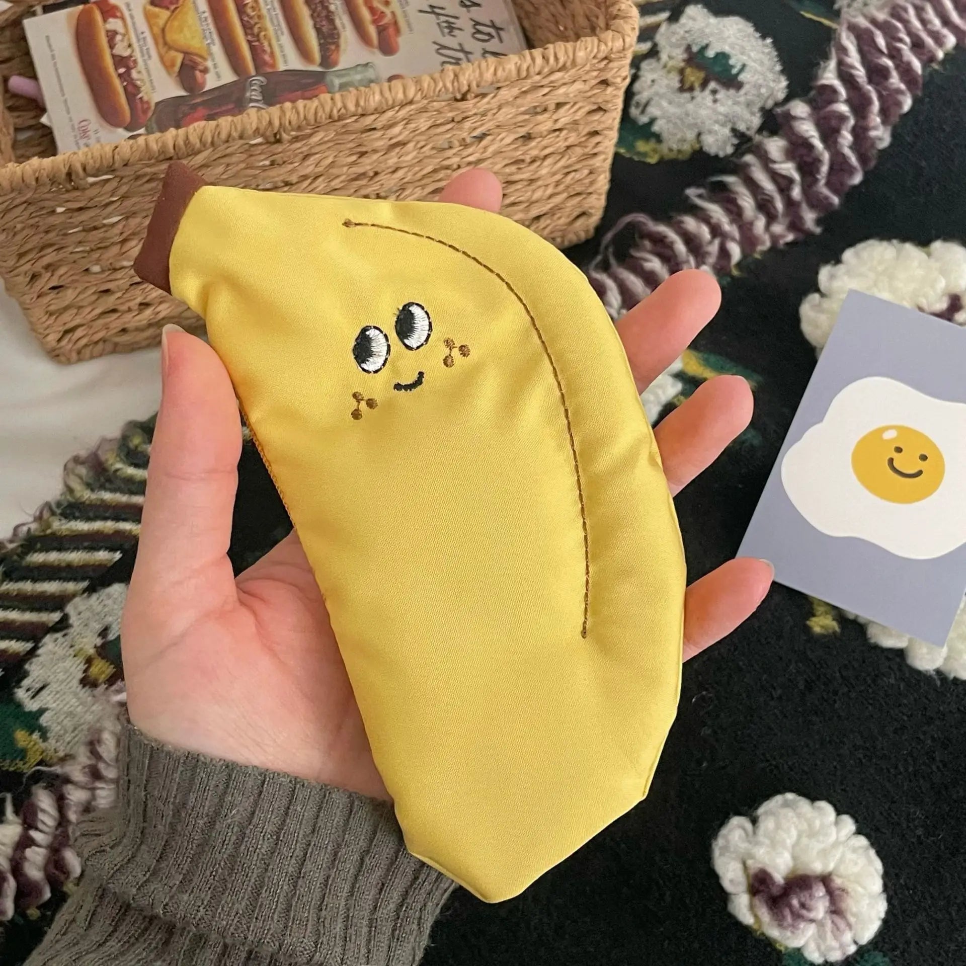 Cute Banana Mini Coin Purse — Handmade Canvas Accessory for Small Items