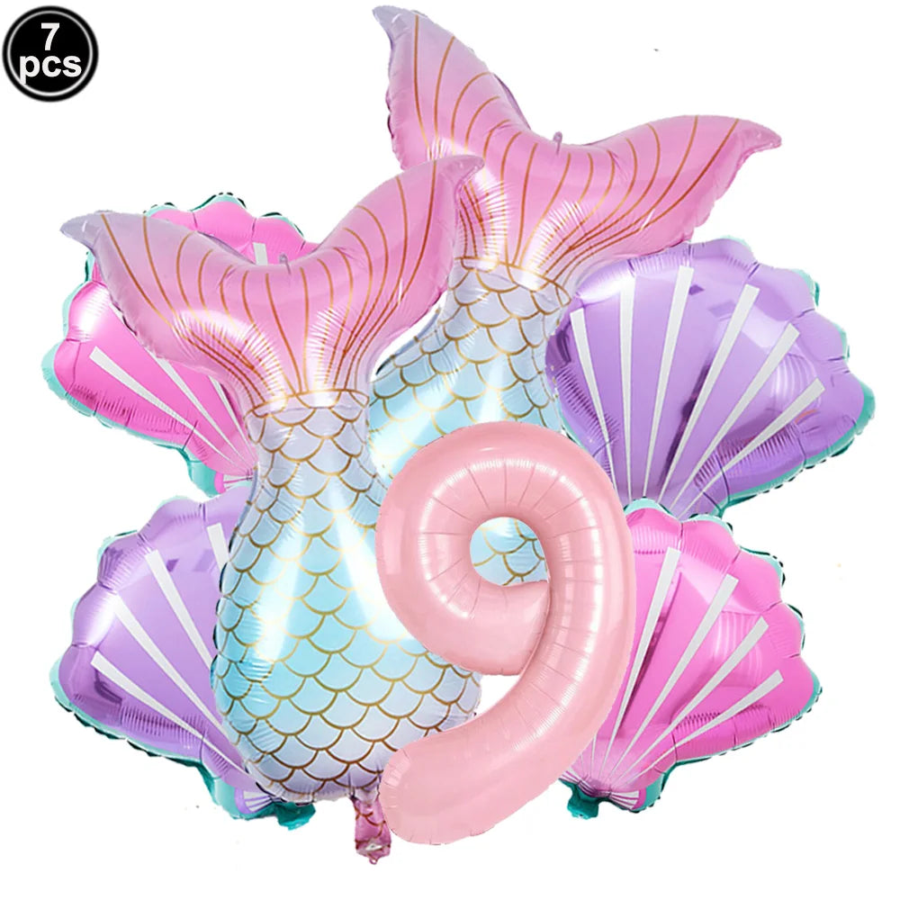Mermaid Scales Pattern Party Supplies — Disposable Tableware Decor Set
