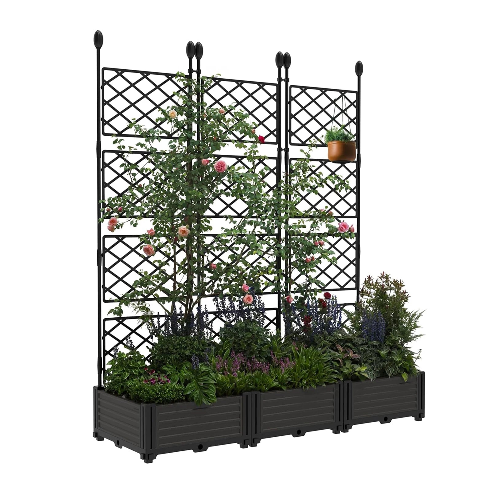 HiMISS Raised Garden Bed with Trellis — Outdoor Planter for Climbing Plants